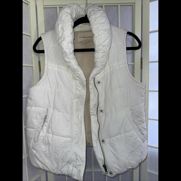 Anthropologie Pilcro Cream Preppy Luxury Designer Puffer Vest Small - Picture 3 of 15